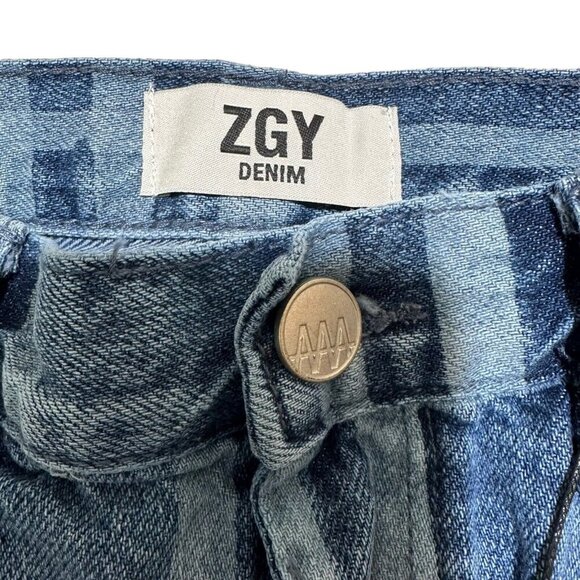 Zee Gee Why Womens Size 26 Blue Denim High Rise A-Line “Check Me Out” Skirt NWT - Picture 2 of 7